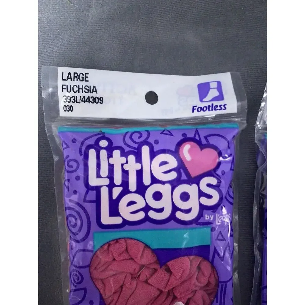 Vintage Little L'eggs Leggs Activity Footless Tights Girls Large Black Pink Lot